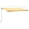 vidaXL Avtomatska tenda LED + senzor 450x350 cm rumeno/bela