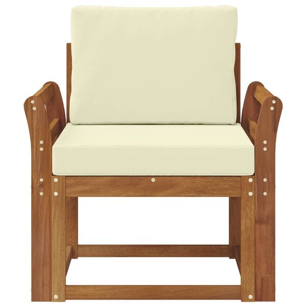 vidaXL Zunanji kavč Masivno akacijevo les in poliester Naravna