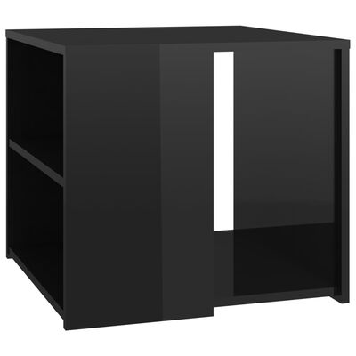 vidaXL Stranska mizica visok sijaj črna 50x50x45 cm iverna plošča