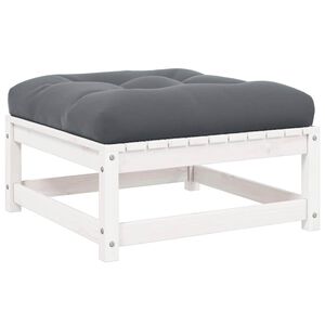 vidaXL Vrtni stolček za noge z blazino bel trdna borovina