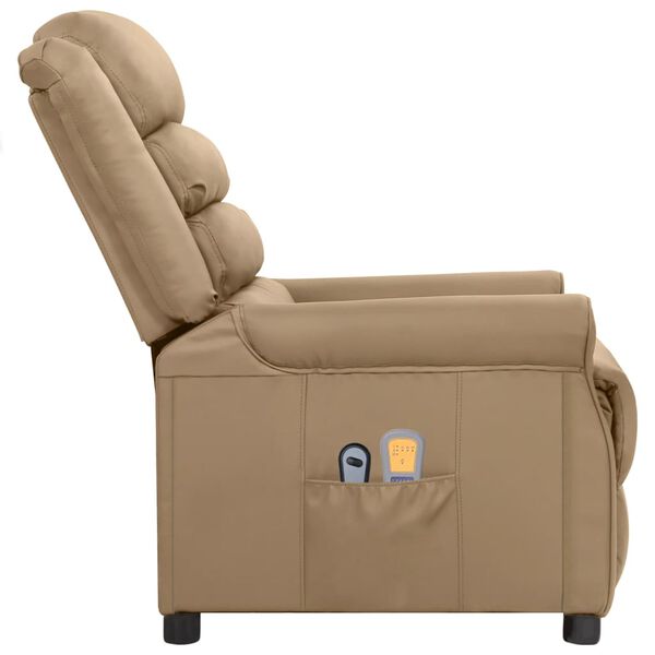 vidaXL Električni masažni stol kapučino umetno usnje