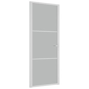 vidaXL Notranja vrata 83x201,5 cm Bela mat steklo in aluminij