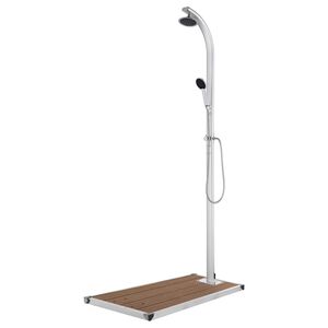 vidaXL Vrtni tu&scaron; z rjavim podstavkom 220 cm aluminij