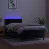 vidaXL Box spring postelja z vzmetnico LED črna 90x190 cm žamet