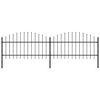 vidaXL Vrtna ograja s suličastim vrhom jeklo 359x125 cm črna