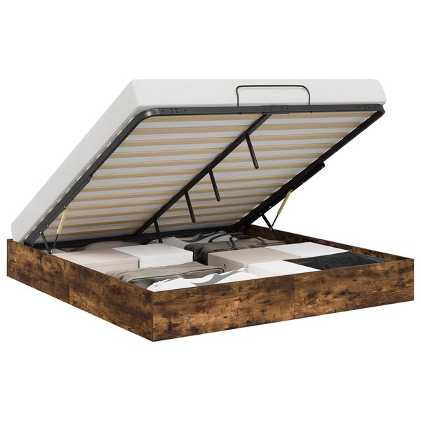 vidaXL Ottomanska postelja Dimljeni Hrast 203 x 160 x 25 cm