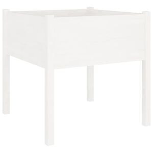 vidaXL Vrtno cvetlično korito belo 70x70x70 cm trdna borovina