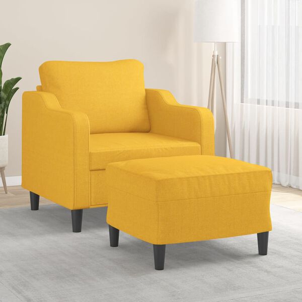 vidaXL Fotelj s stolčkom za noge svetlo rumen 60 cm blago