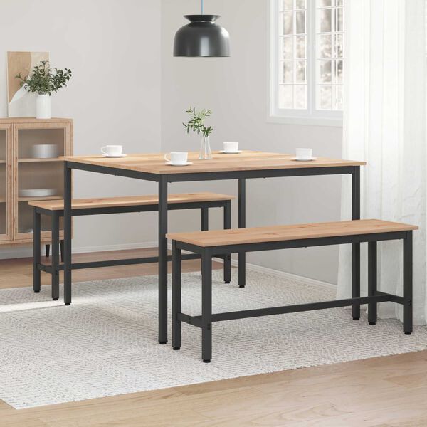 vidaXL Jedilna miza Naravna 110 x 110 x 75 cm Masivno borovo les