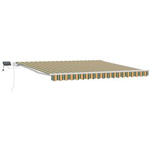 vidaXL Retraktilna tenda z LED lučmi Zelena in rumena 400 &times; 300 cm