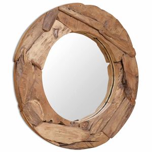 vidaXL Okrasno ogledalo tikovina 80 cm okrogle oblike