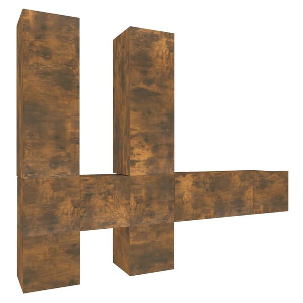 vidaXL Komplet TV omaric 7-delni dimljen hrast konstruiran les