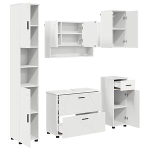 vidaXL Komplet pohi&scaron;tva za kopalnico 5 kos Bela 35 x 30 x 192 cm