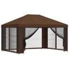 vidaXL Vrtni gazebo s stranskimi stenami 4 &times; 3 m Rjava