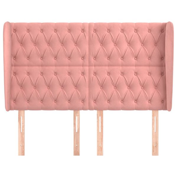 vidaXL Vzglavje z u&scaron;esi roza 163x23x118/128 cm žamet