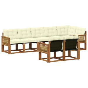 vidaXL Zunanja garnitura za sedenje z blazino 8 pcs Naravna in smetana
