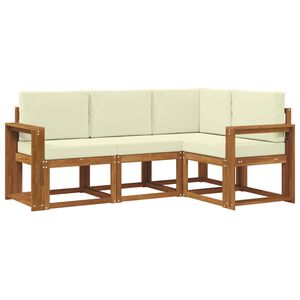 vidaXL Zunanja garnitura za sedenje z blazino 4 pcs Naravna in smetana