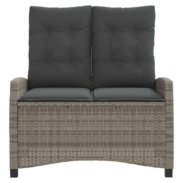 vidaXL Vrtna klop z blazinami siv poli ratan