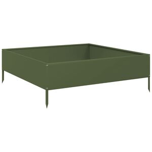 vidaXL Visoka greda olivno zelena 100x100x33,5 cm jeklo