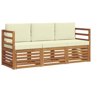 vidaXL Sedežne garniture 3 pcs Naravna in smetana Masiven les akacije