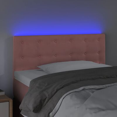 vidaXL LED posteljno vzglavje roza 100x5x78/88 cm žamet