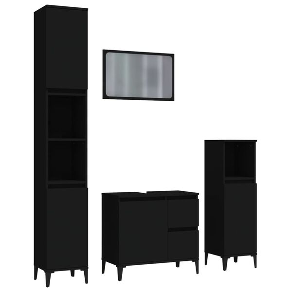 vidaXL Kopalni&scaron;ko pohi&scaron;tvo 4 kosi črne barve inženirski les