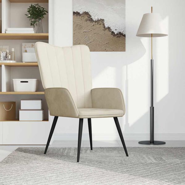 vidaXL Stol za spro&scaron;čanje kremno bel žamet