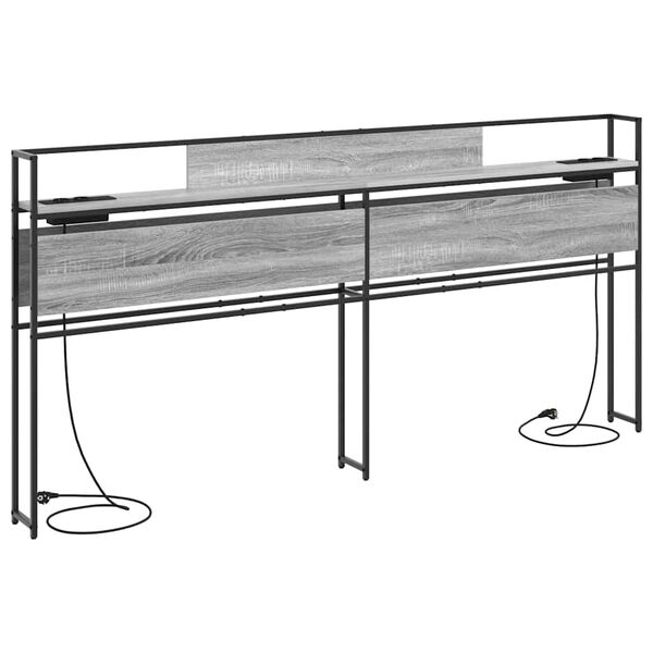 vidaXL Skladi&scaron;čni naslon s polico Siva sonoma 200 cm Konstruiran les