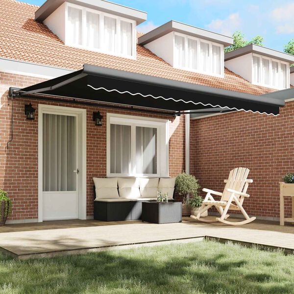 vidaXL Senčnik Črna 400 &times; 300 cm Poliester in aluminij