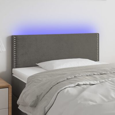 vidaXL LED posteljno vzglavje temno sivo 80x5x78/88 cm žamet