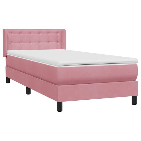 vidaXL Box Spring postelja z vzmetnico Pink 100x220 cm Velvet