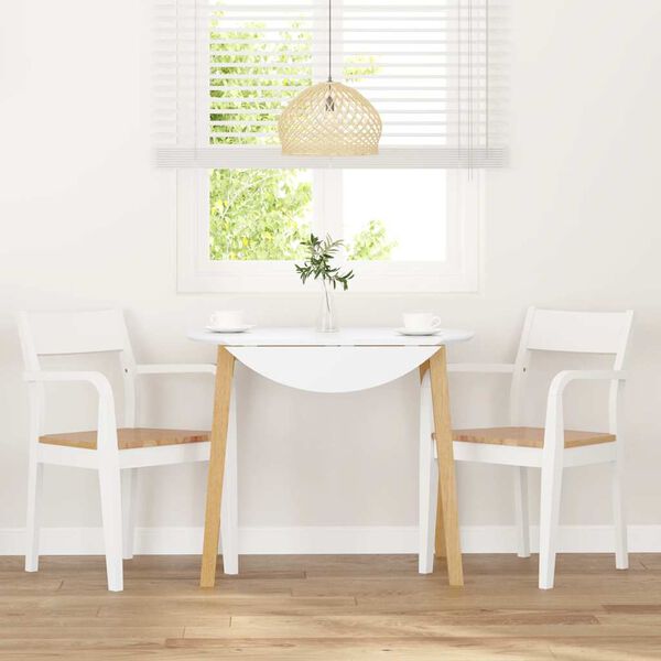 vidaXL Jedilni stoli 2 kosa bele masivne lesene gume