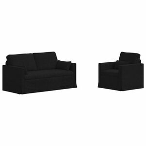 vidaXL Kavčna garnitura 2 pcs Črna 158 x 78 x 80 cm blago