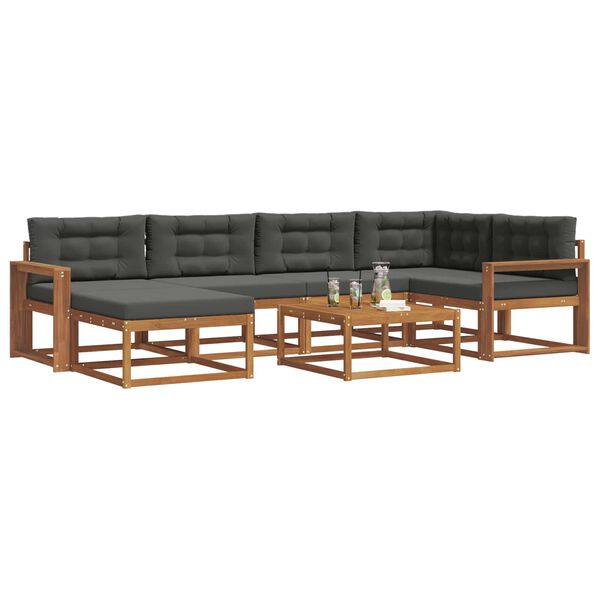 vidaXL Zunanja garnitura za sedenje 7 pcs Naravna in antracitna