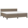 vidaXL Box spring postelja z vzmetnico LED taupe 200x200 cm blago