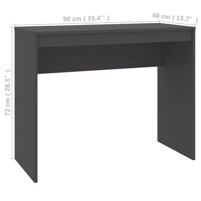 vidaXL Pisalna miza siva 90x40x72 cm inženirski les