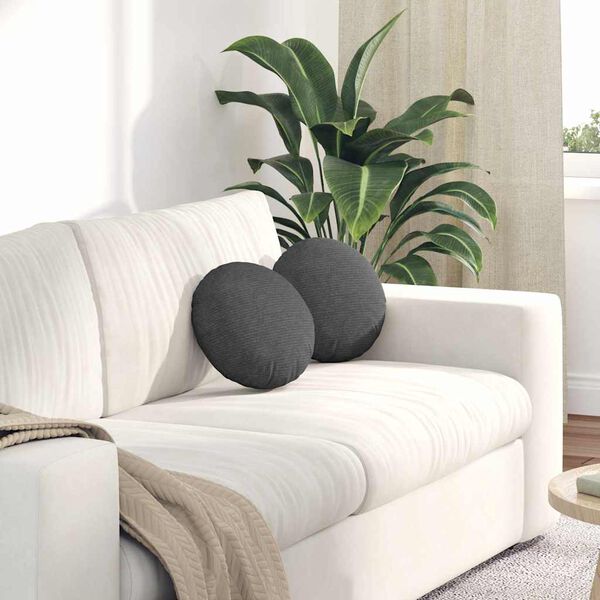 vidaXL Sedežne blazine 2 pcs Temno siva &Oslash; 30 cm Žametna tkanina