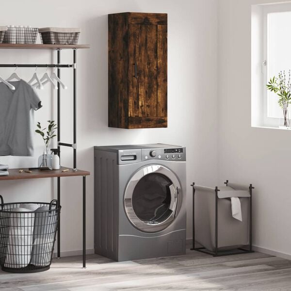 vidaXL Stenska omarica dimljeni hrast 34,5x34x90 cm inženirski les