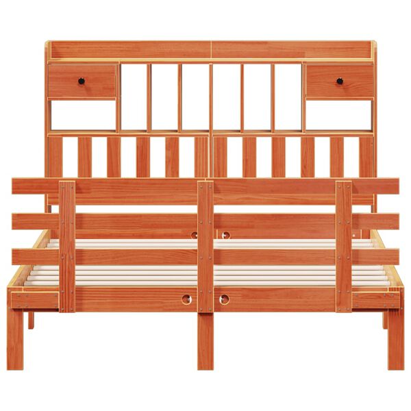 vidaXL Knjižna postelja brez vzmetnice vo&scaron;č. rjava 150x200 cm borovina