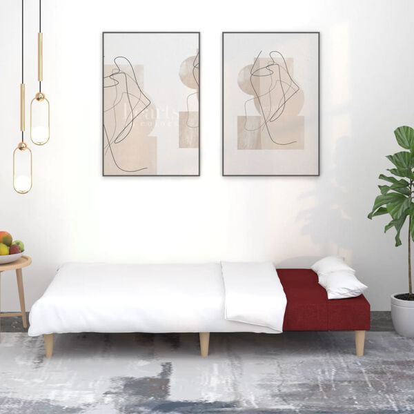 vidaXL Raztegljiv kavč dvosed vinsko rdeče blago