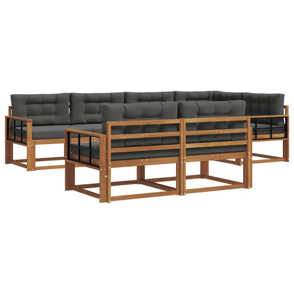 vidaXL Zunanja garnitura za sedenje 7 pcs Naravna in antracitna