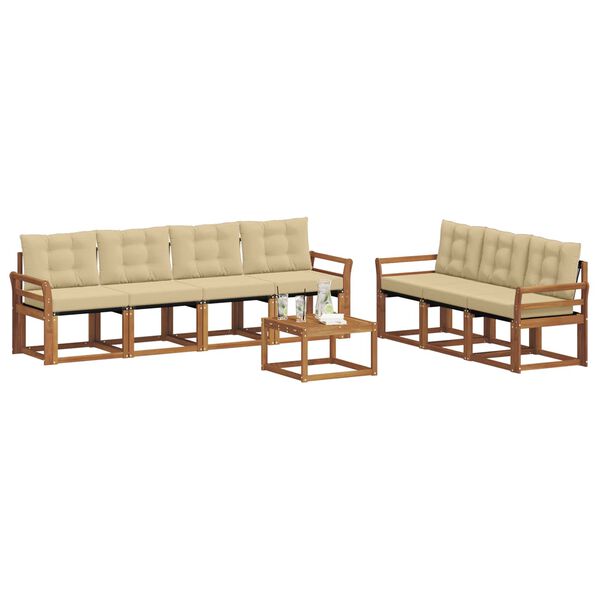 vidaXL Zunanja garnitura za sedenje z blazino 8 pcs Naravna in bež