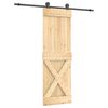 vidaXL Drsna vrata Naravna in črna 70 x 210 cm Masiven borov les