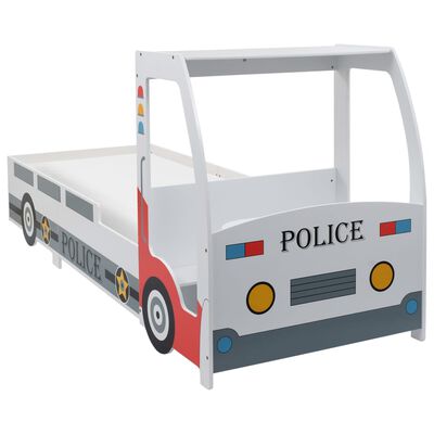 vidaXL Otroška postelja z mizo policijski avtomobil 90x200 cm