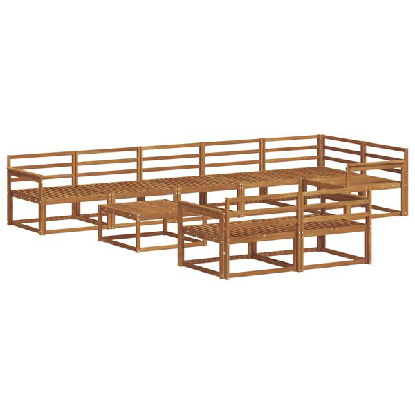vidaXL Zunanja garnitura za sedenje 9 pcs Naravna Masiven les akacije