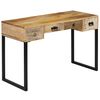 vidaXL Pisalna miza iz mangovega lesa in pravega usnja 117x50x76 cm
