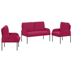 vidaXL Sedežne garniture 3 pcs Vinorodna rdeča 115 x 56 x 80 cm
