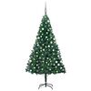 vidaXL Umetna osvetljena novoletna jelka z bunkicami zelena 150 cm PVC