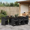 vidaXL Komplet za jedilnico v vrtu 9 pcs Črna poli ratan