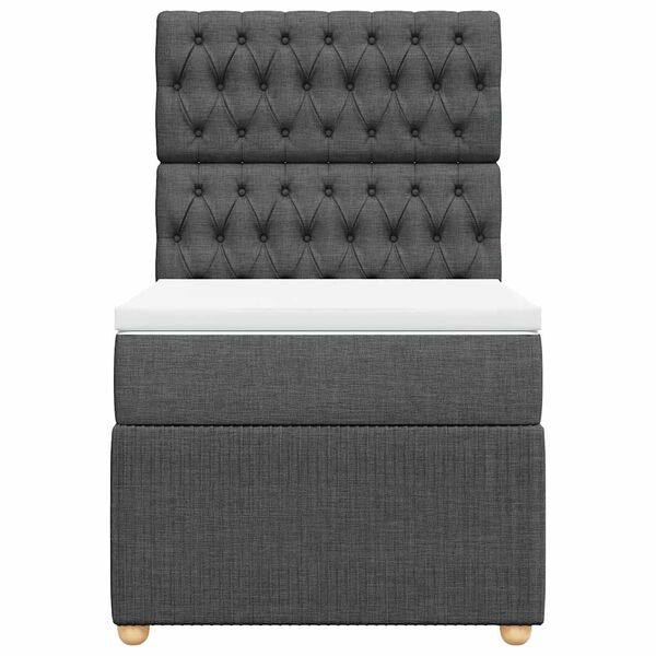 vidaXL Box spring postelja z vzmetnico temno siva 100x200 cm blago